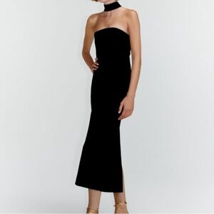 Zara Black Strapless Midi Dress
